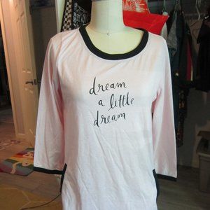 NWT Kate Spade Dream a Little Dream Pink Ringer Nightgown Sleepshirt Pajamas Med